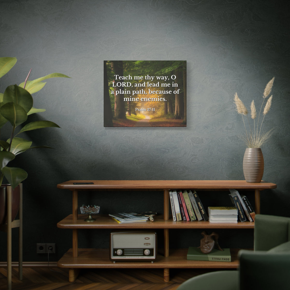 Scripture Canvas Plain Path Psalm 27:11 Christian Wall Art Bible Verse Print Ready to Hang-Express Your Love Gifts