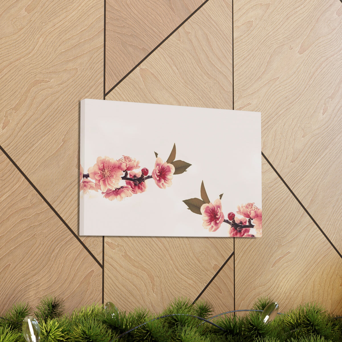 Peach Blossoms with Space Forest Floral Nature Photography Canvas Wall Art for Home Decor Ready-to-Hang-Express Your Love Gifts