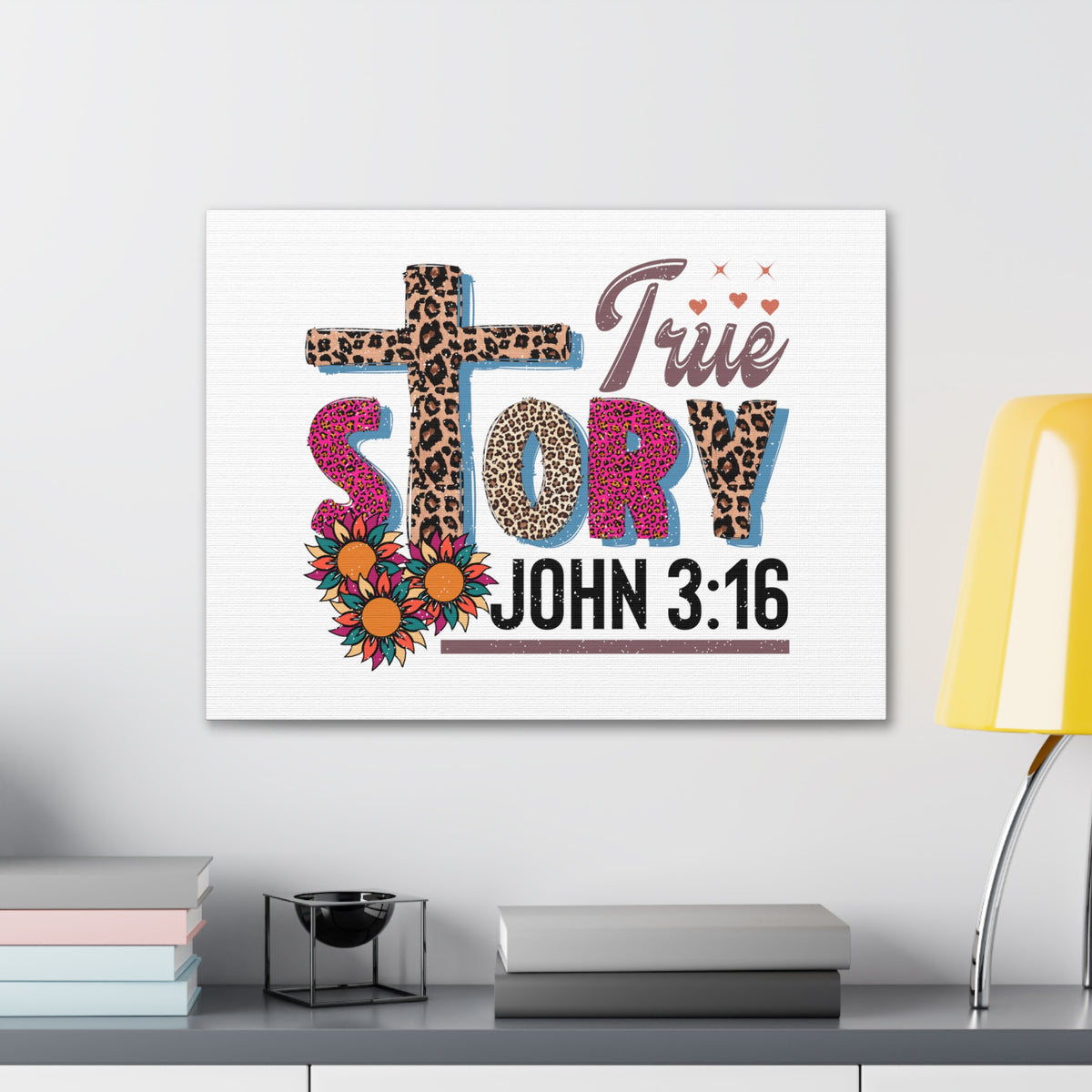 Scripture Walls John 3:16 True Story Bible Verse Canvas Christian Wall Art Ready to Hang Unframed-Express Your Love Gifts