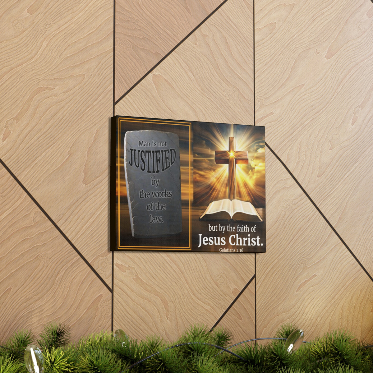 Scripture Walls Galatians 2:16 Faith & Law Bible Verse Canvas Christian Wall Art Ready to Hang Unframed-Express Your Love Gifts