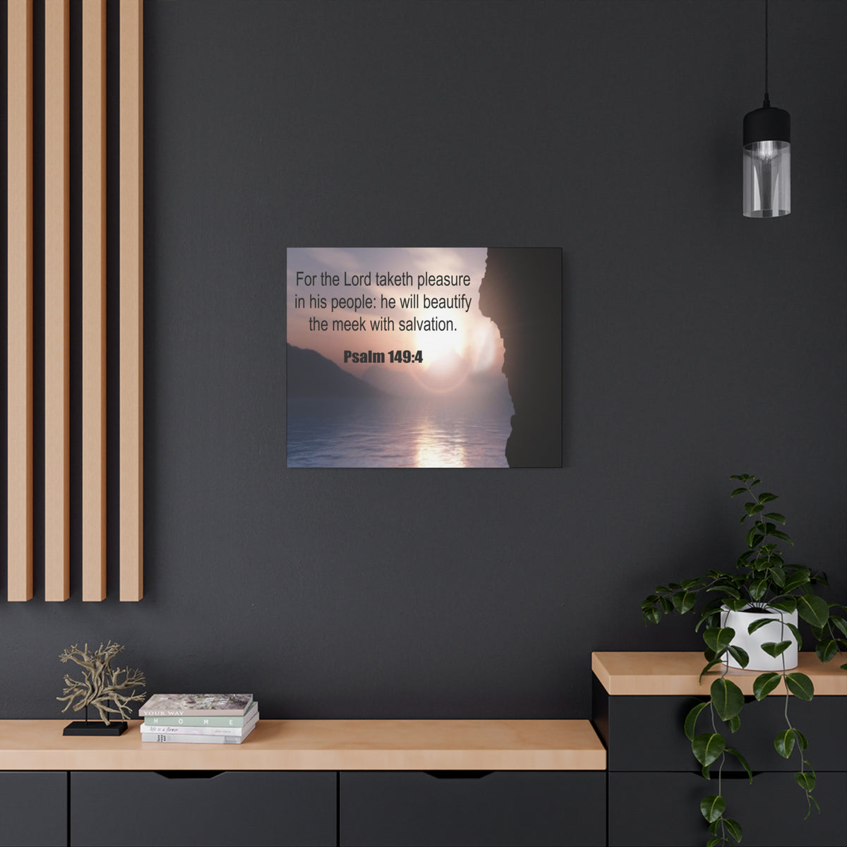 Scripture Canvas Beutify the Meek Psalm 149:4 Christian Wall Art Bible Verse Print Ready to Hang-Express Your Love Gifts