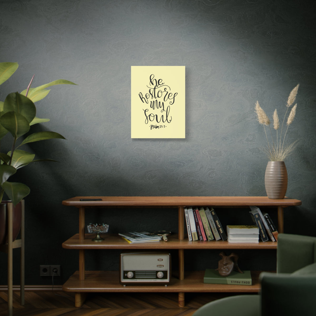 Scripture Walls He Restores My Soul Psalm 23:3 Bible Verse Canvas Christian Wall Art Ready To Hang-Express Your Love Gifts