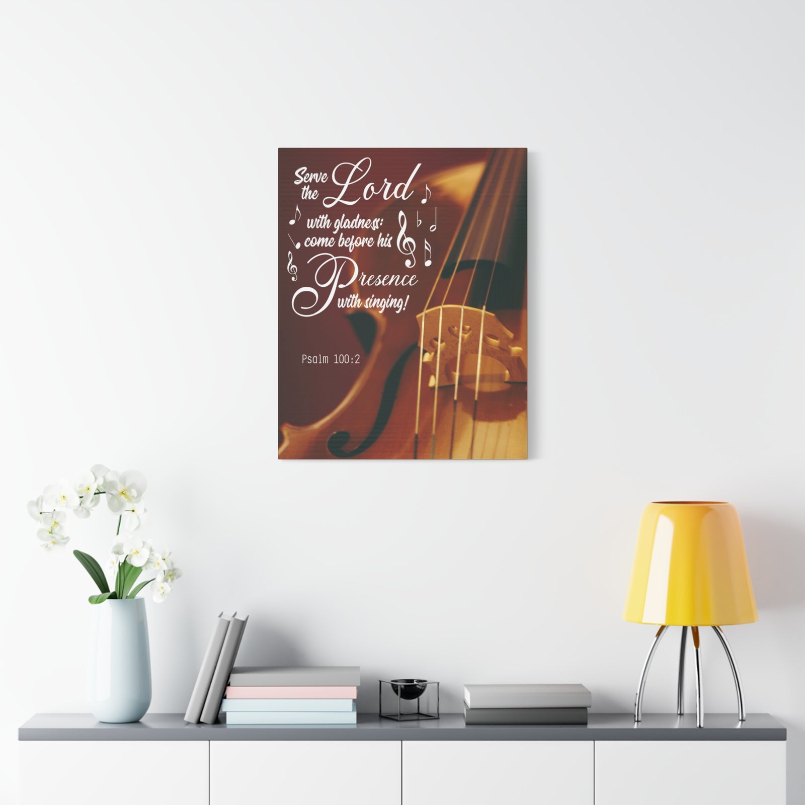 Scripture Canvas Serve the Lord With Gladness Psalm 100:2 Christian Wall Art Bible Verse Print Ready to Hang-Express Your Love Gifts