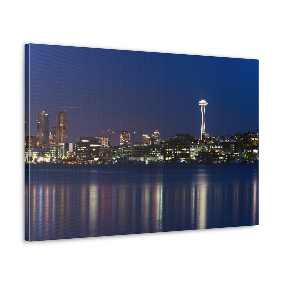 Seattle Night Skyline Canvas Artwork High-Quality Breathtaking Stunning Cityscape for Home Decor Ready to Hang-Express Your Love Gifts