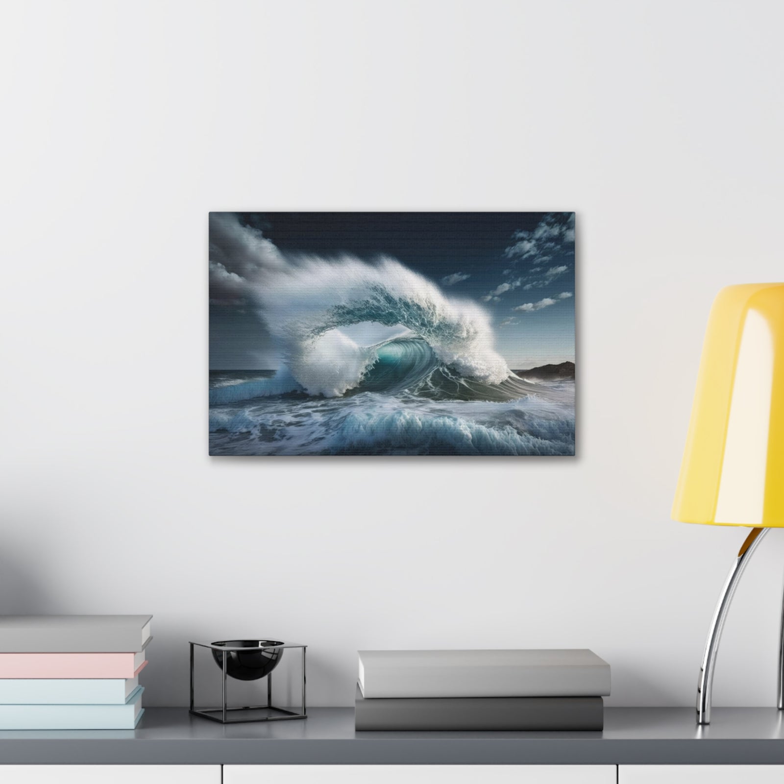 High Waves Against Blue Sky Ocean Canvas Wall Art for Home Decor Ready-to-Hang-Express Your Love Gifts