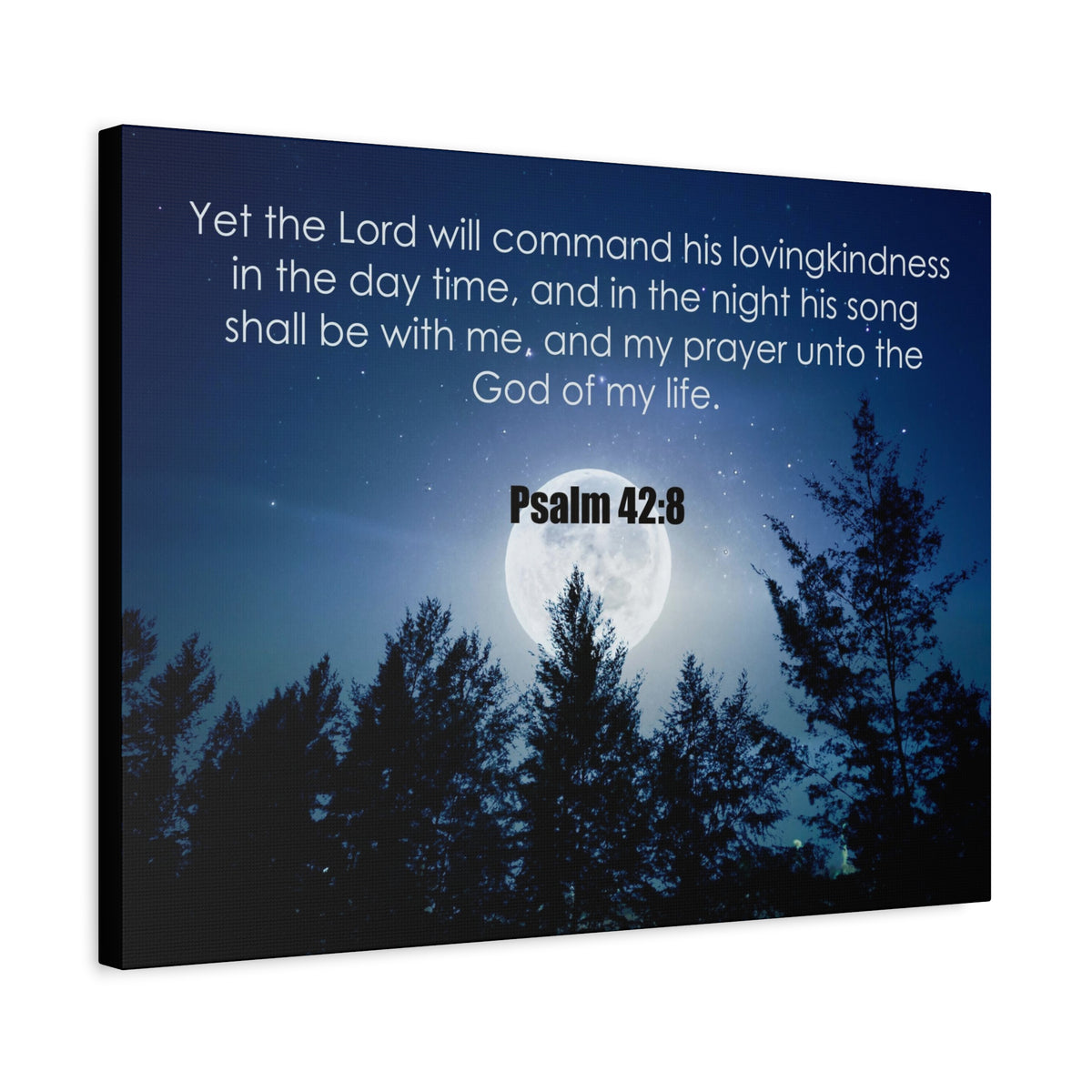 Bible Verse Canvas God of My Life Psalm 42:8 Christian Home Décor Wall Art Scripture Ready to Hang Faith Print-Express Your Love Gifts