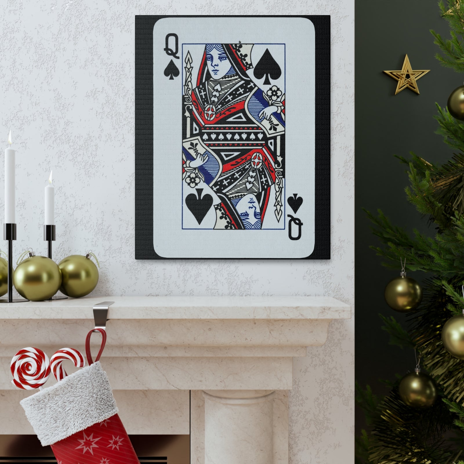 Queen of Spades Playing Card Canvas Wall Art for Home Decor Ready-to-Hang-Express Your Love Gifts