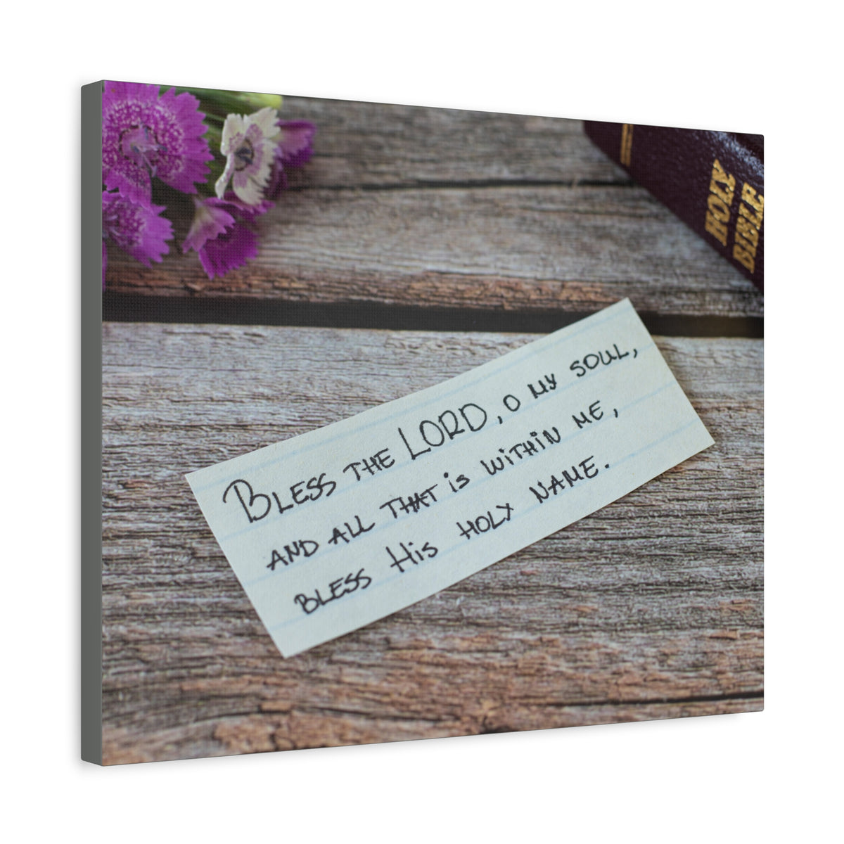 Scripture Canvas Bless The Lord Psalm 103:1 Wood Christian Wall Art Bible Verse Print Ready to Hang-Express Your Love Gifts