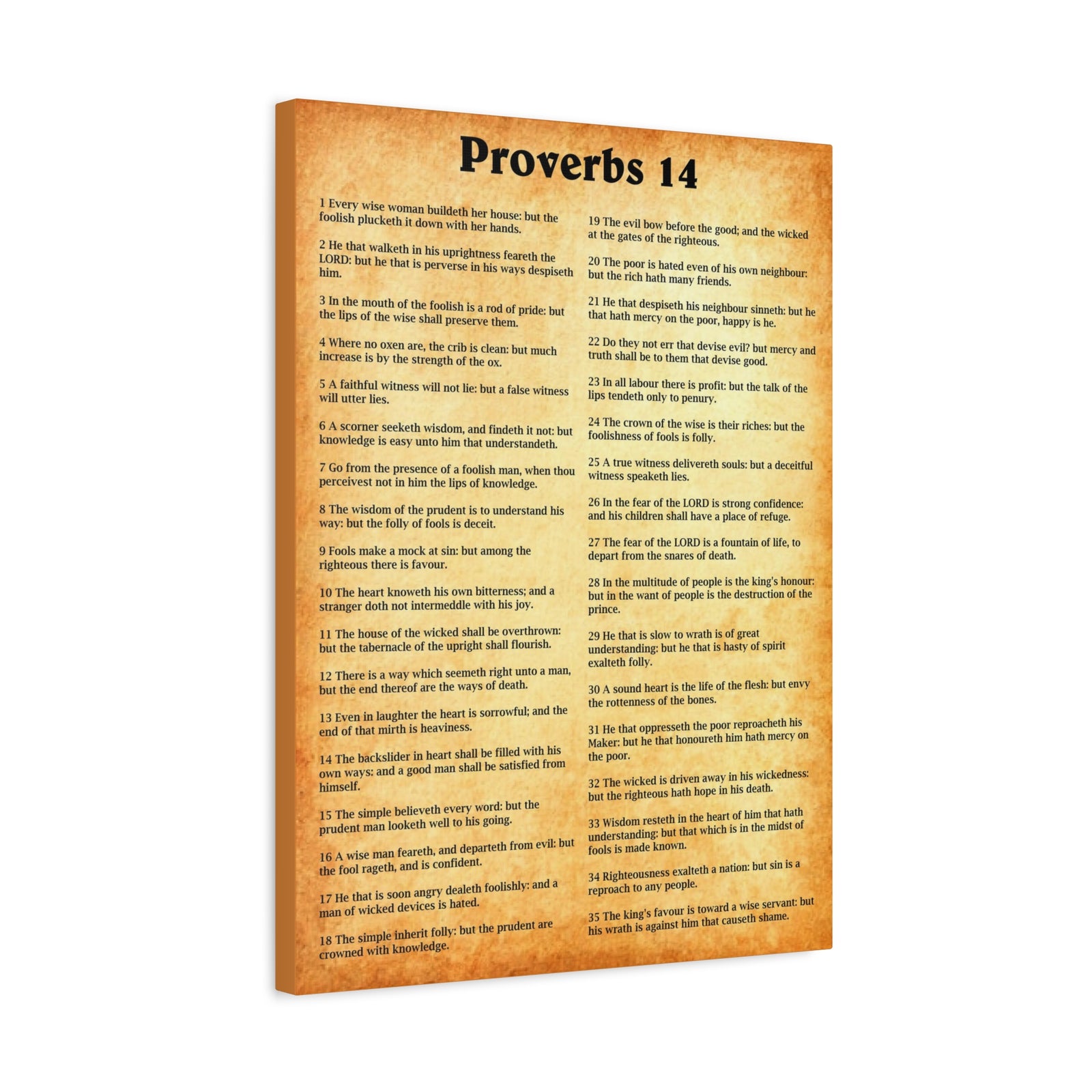Scripture Walls Proverbs Chapter 14 Gold Bible Canvas Christian Wall Art Ready to Hang Unframed-Express Your Love Gifts