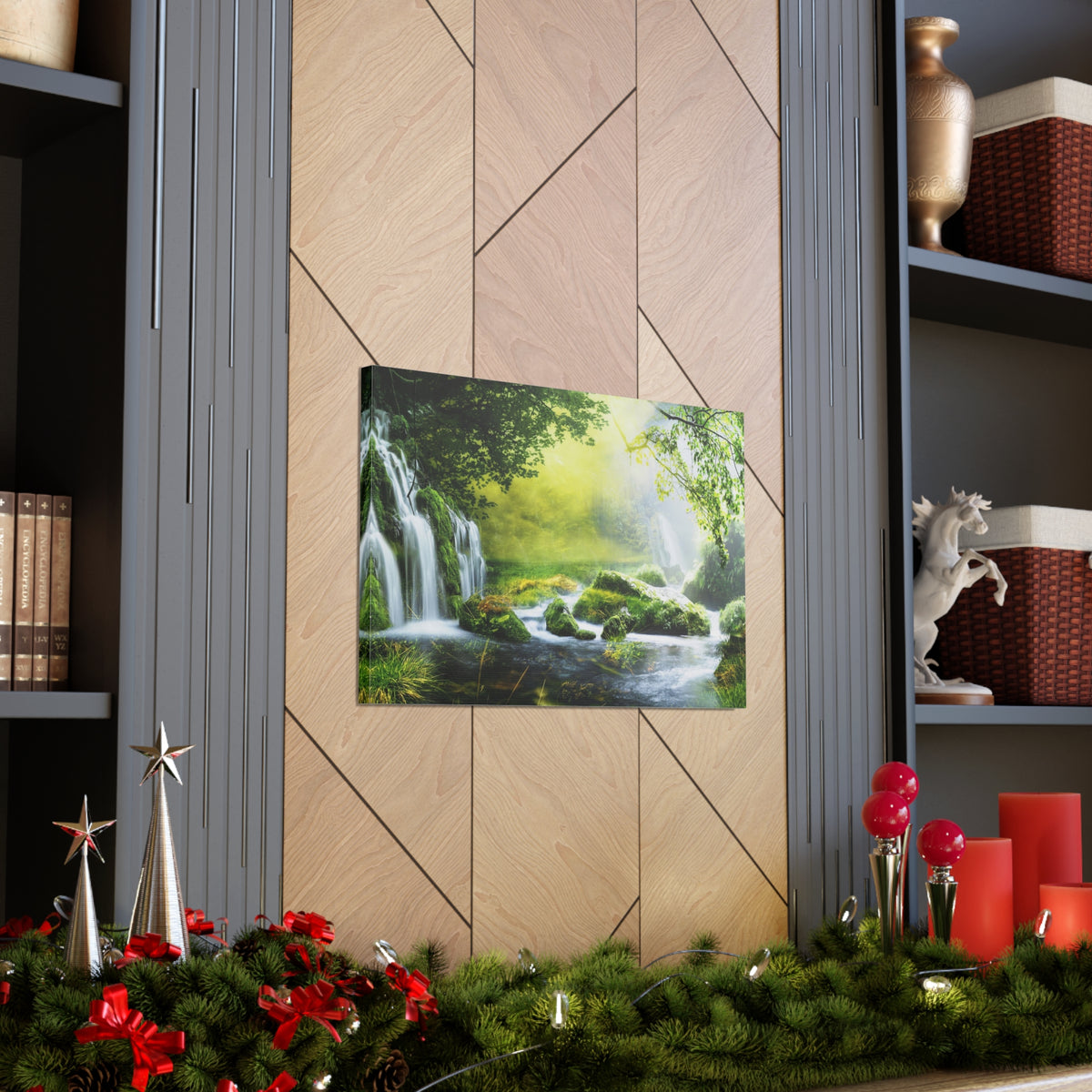 Tropical Forest Falls Nature Wilderness Photography Canvas Wall Art for Home Decor Ready-to-Hang-Express Your Love Gifts