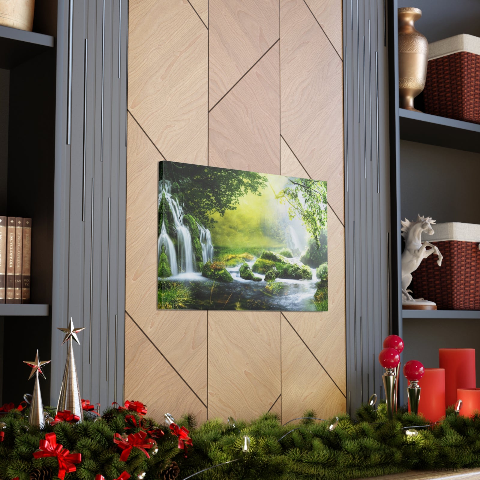 Tropical Forest Falls Nature Wilderness Photography Canvas Wall Art for Home Decor Ready-to-Hang-Express Your Love Gifts