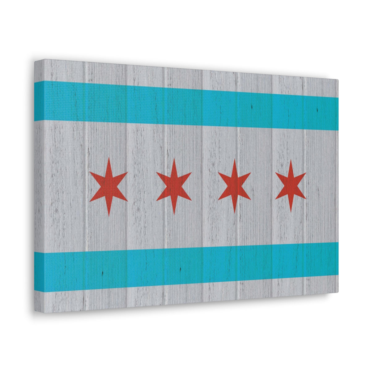 Chicago Flag Distressed Wood Look Canvas Wall Art for Home Decor Ready-to-Hang-Express Your Love Gifts