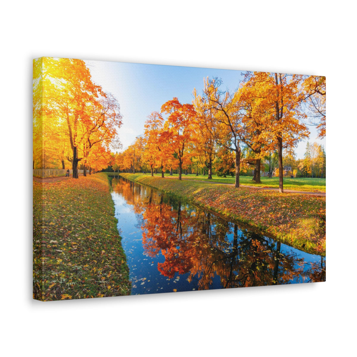 Obvodny Canal in Autumn Forest Floral Nature Photography Canvas Wall Art for Home Decor Ready-to-Hang-Express Your Love Gifts