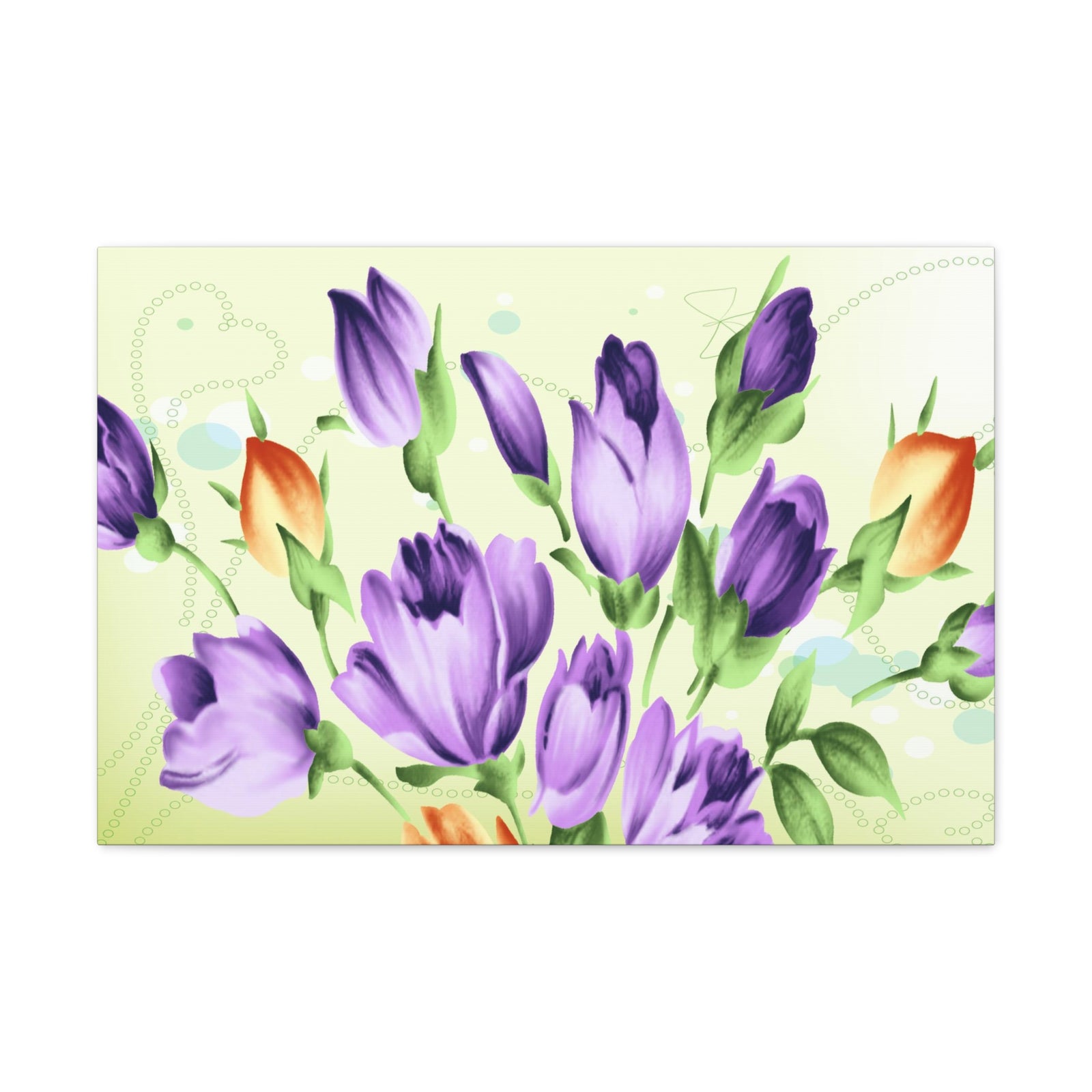 Elegance Purple And Orange Color Tulips Flower Canvas Wall Art for Home Decor Ready-to-Hang-Express Your Love Gifts