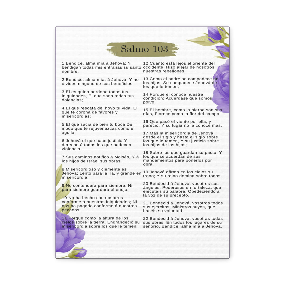 Salmo 103 Impresión De Arte Cristiano en la Pared Lista Para Colgar-Express Your Love Gifts