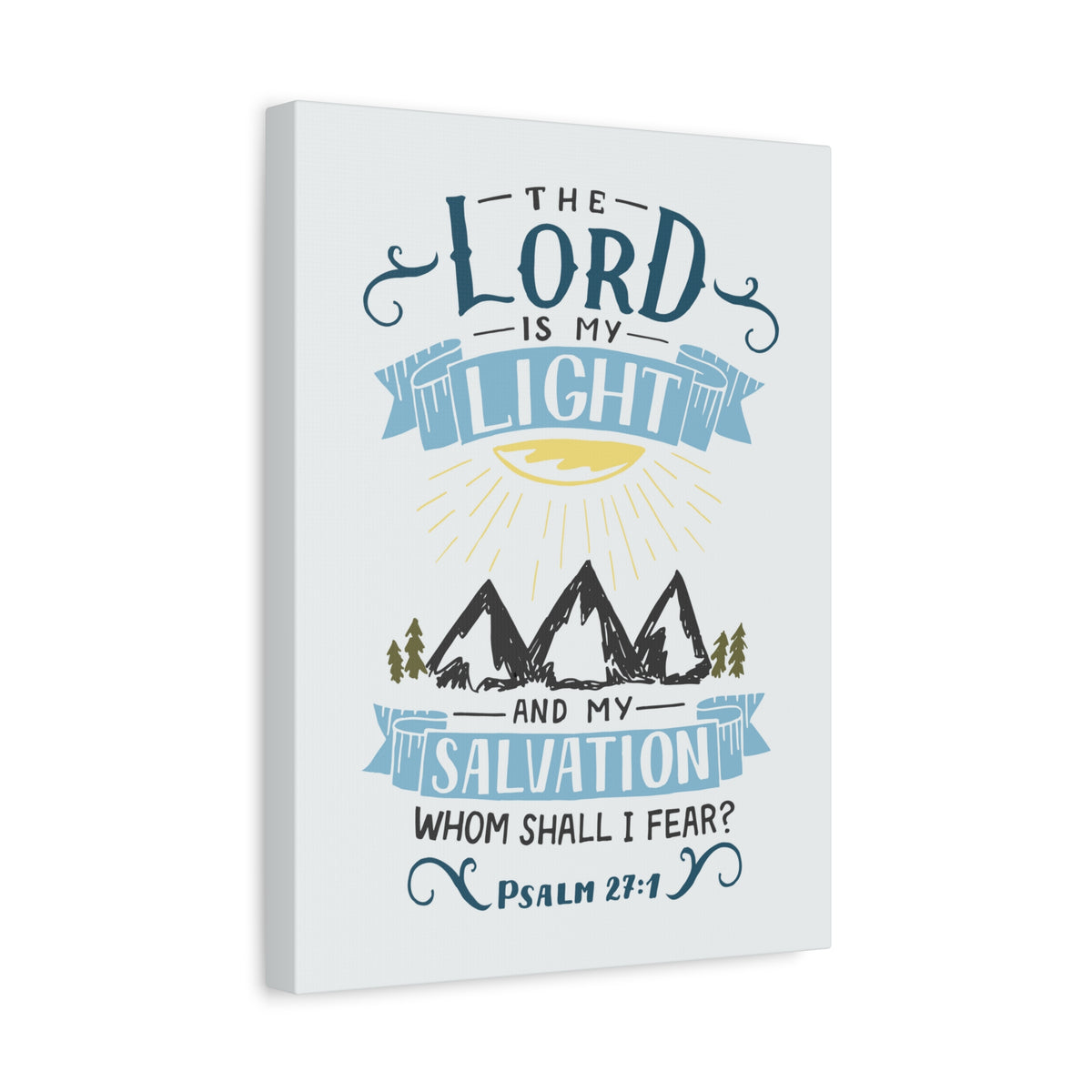 Scripture Canvas The Lord Is My Light Psalm 27:1 Christian Wall Art Bible Verse Print Ready to Hang-Express Your Love Gifts