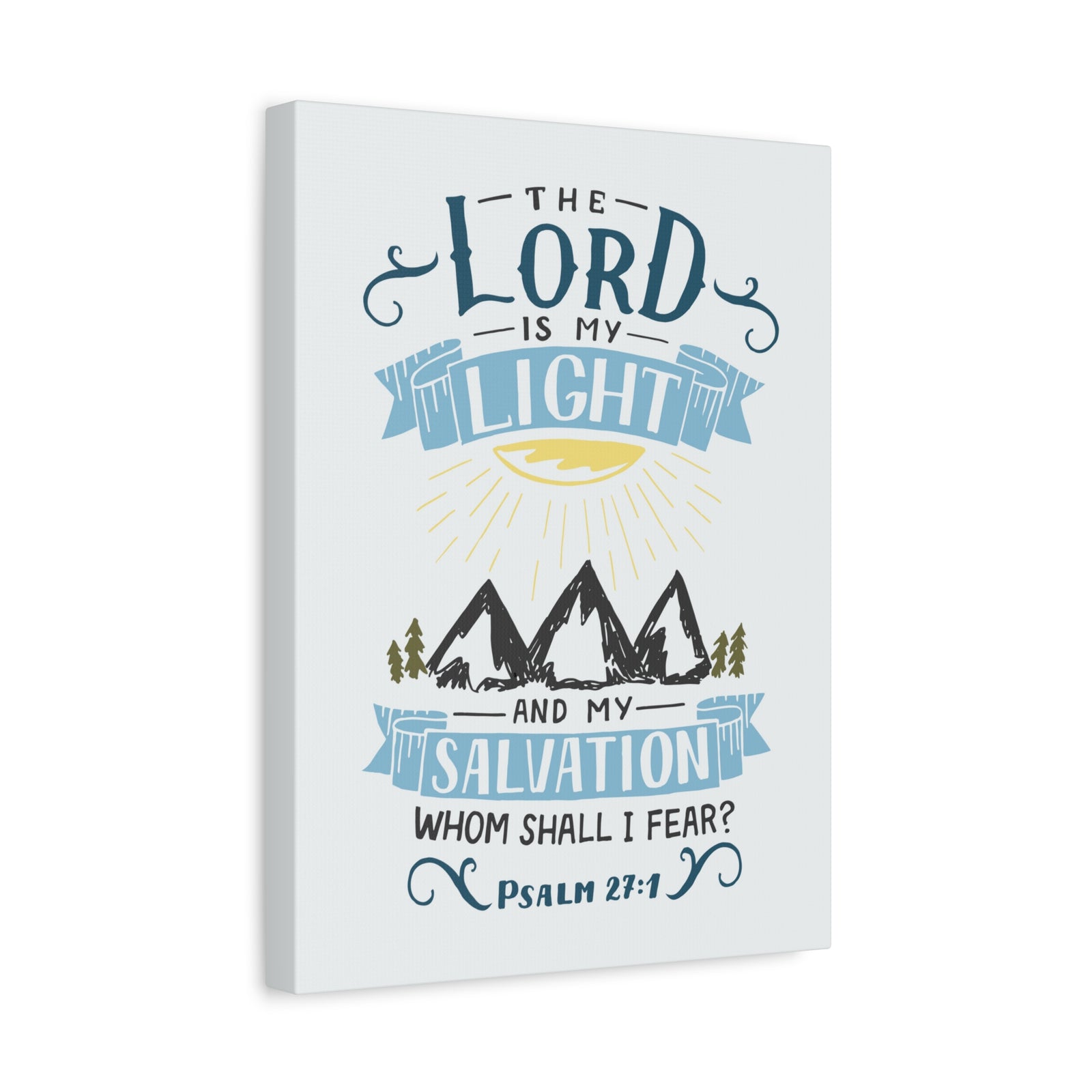Scripture Canvas The Lord Is My Light Psalm 27:1 Christian Wall Art Bible Verse Print Ready to Hang-Express Your Love Gifts