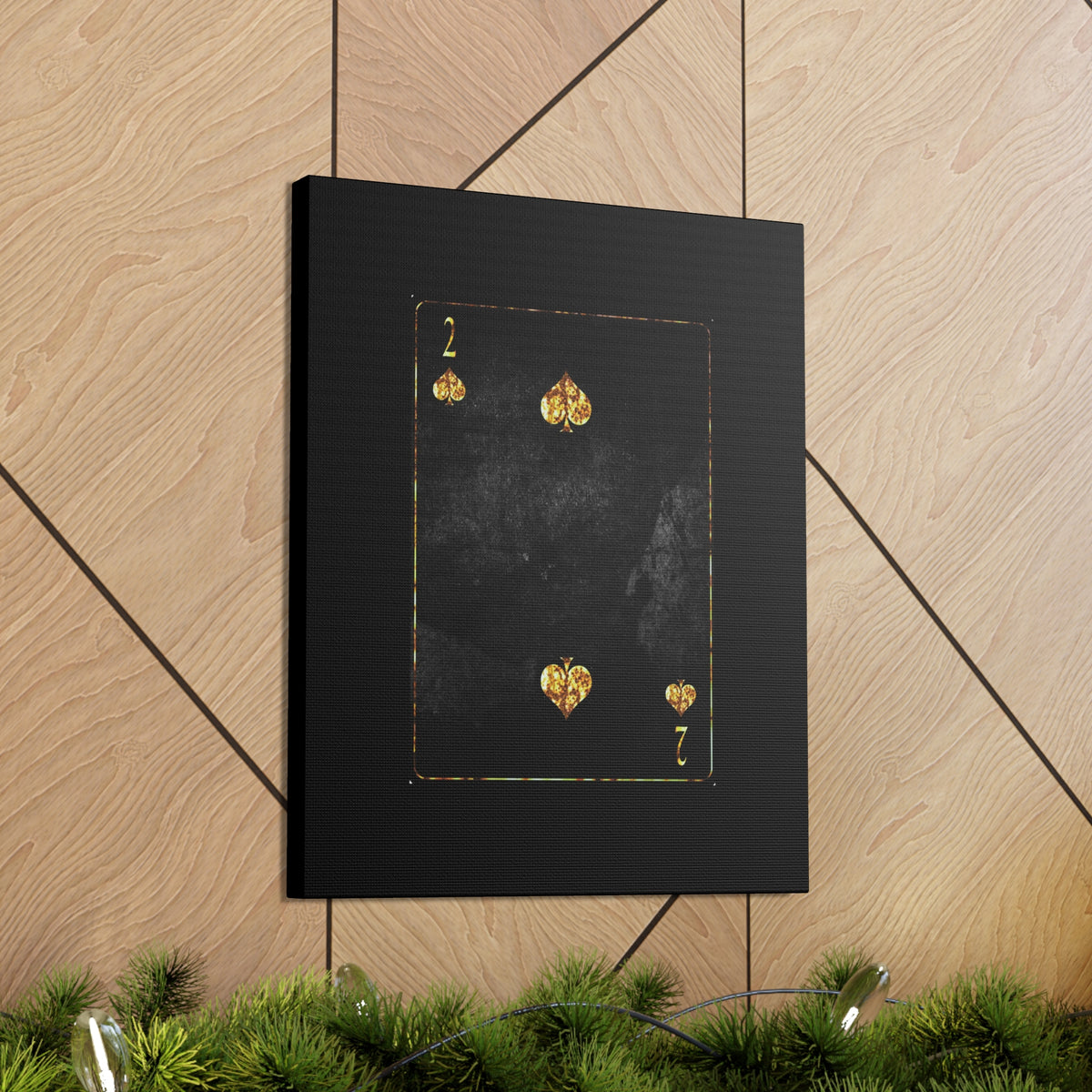 Two Of Spades Grunge Card Playing Card Canvas Wall Art for Home Decor Ready-to-Hang-Express Your Love Gifts