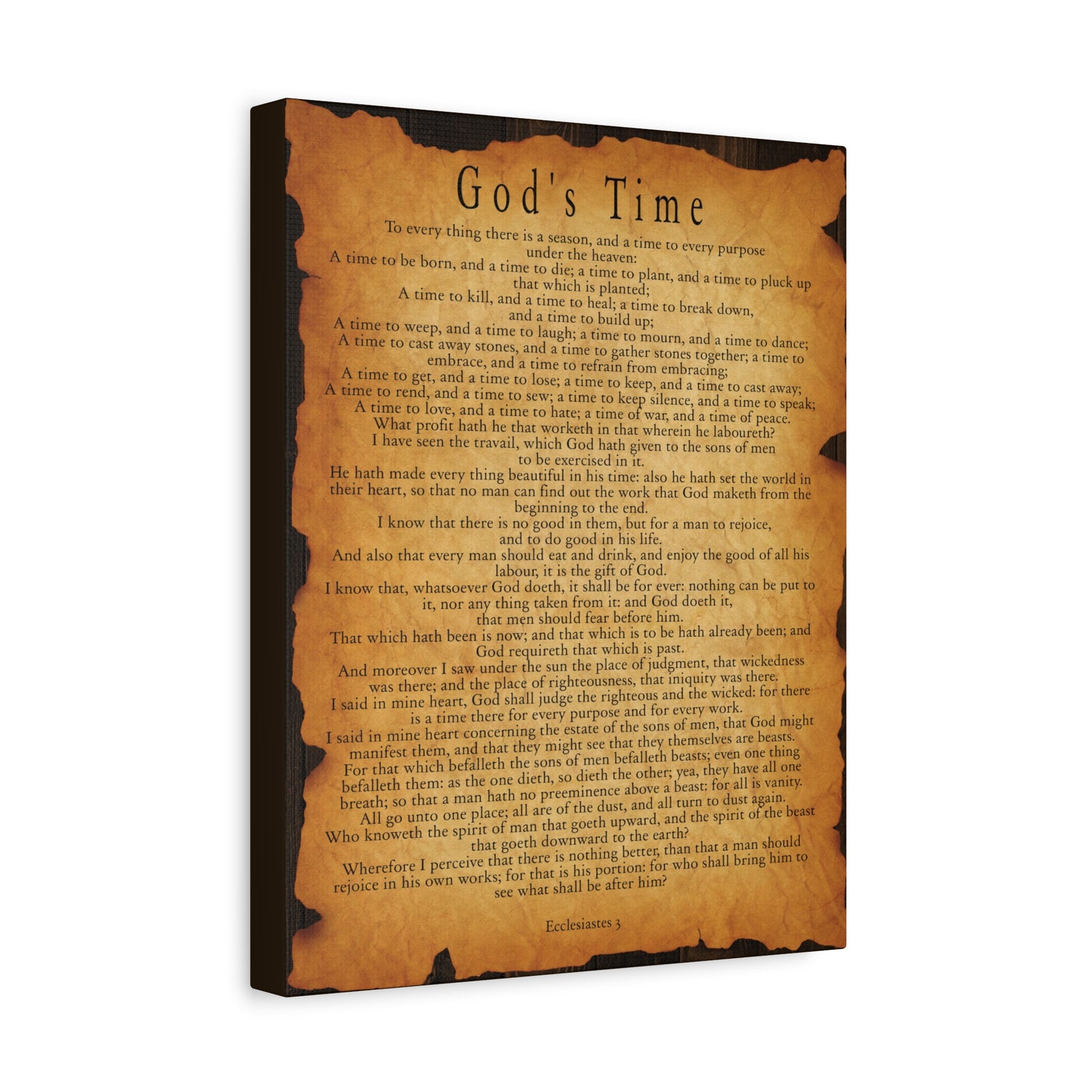 Scripture Wallsc God's Time Ecclesiastes 3 Gold Brown Bible Verse Canvas Christian Wall Art Ready to Hang-Express Your Love Gifts