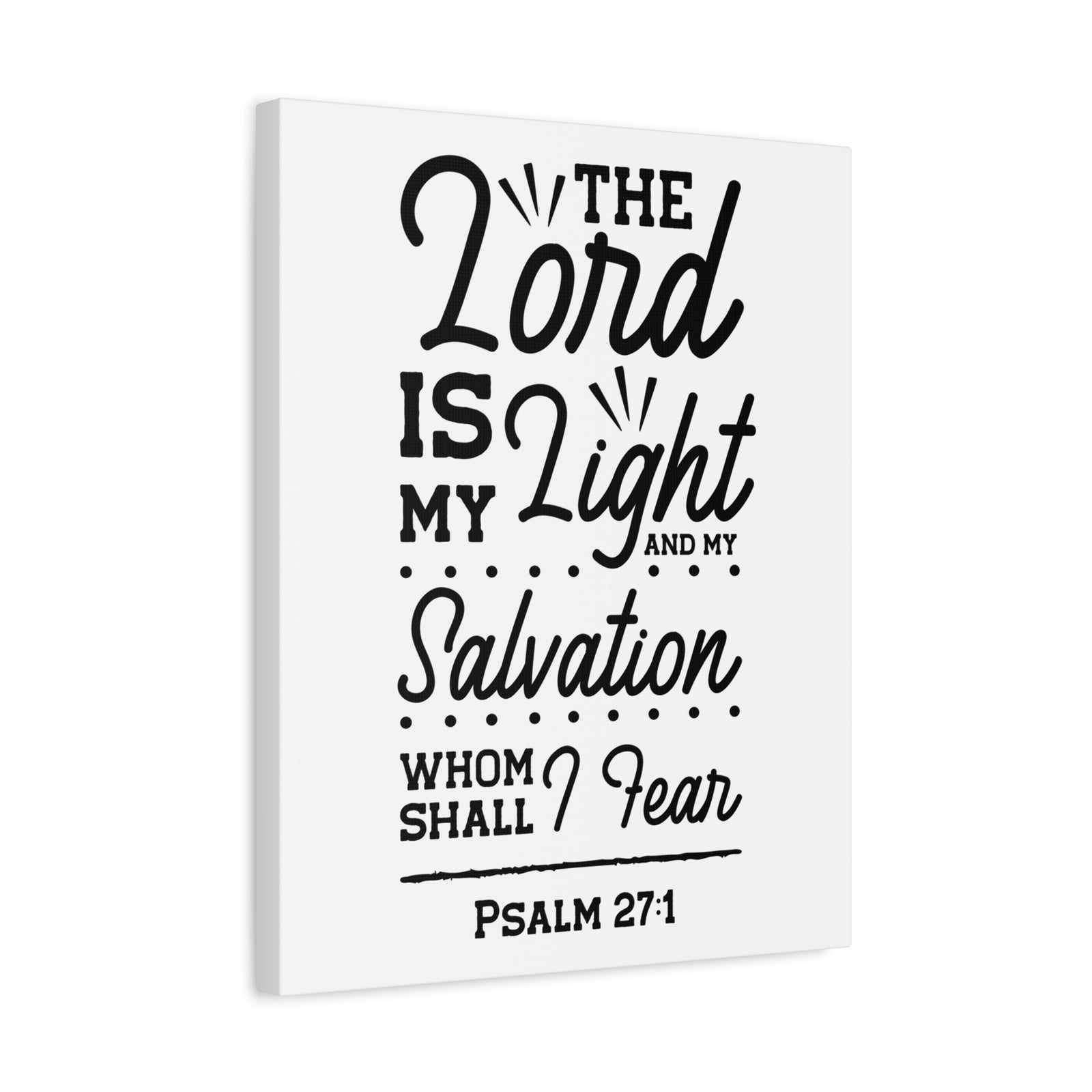 Scripture Canvas Lord Is My Light Psalm 27:1 Christian Wall Art Bible Verse Print Ready to Hang-Express Your Love Gifts