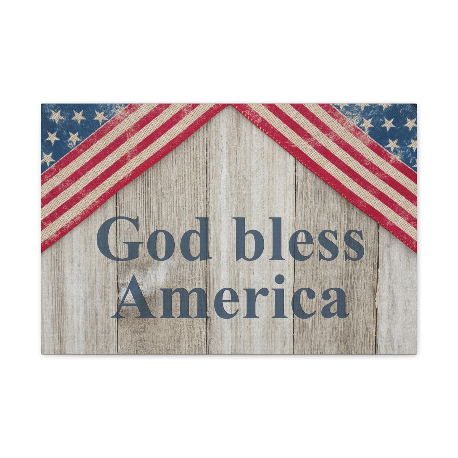 God Bless America Patriotic Message Canvas Wall Art for Home Decor Ready-to-Hang-Express Your Love Gifts
