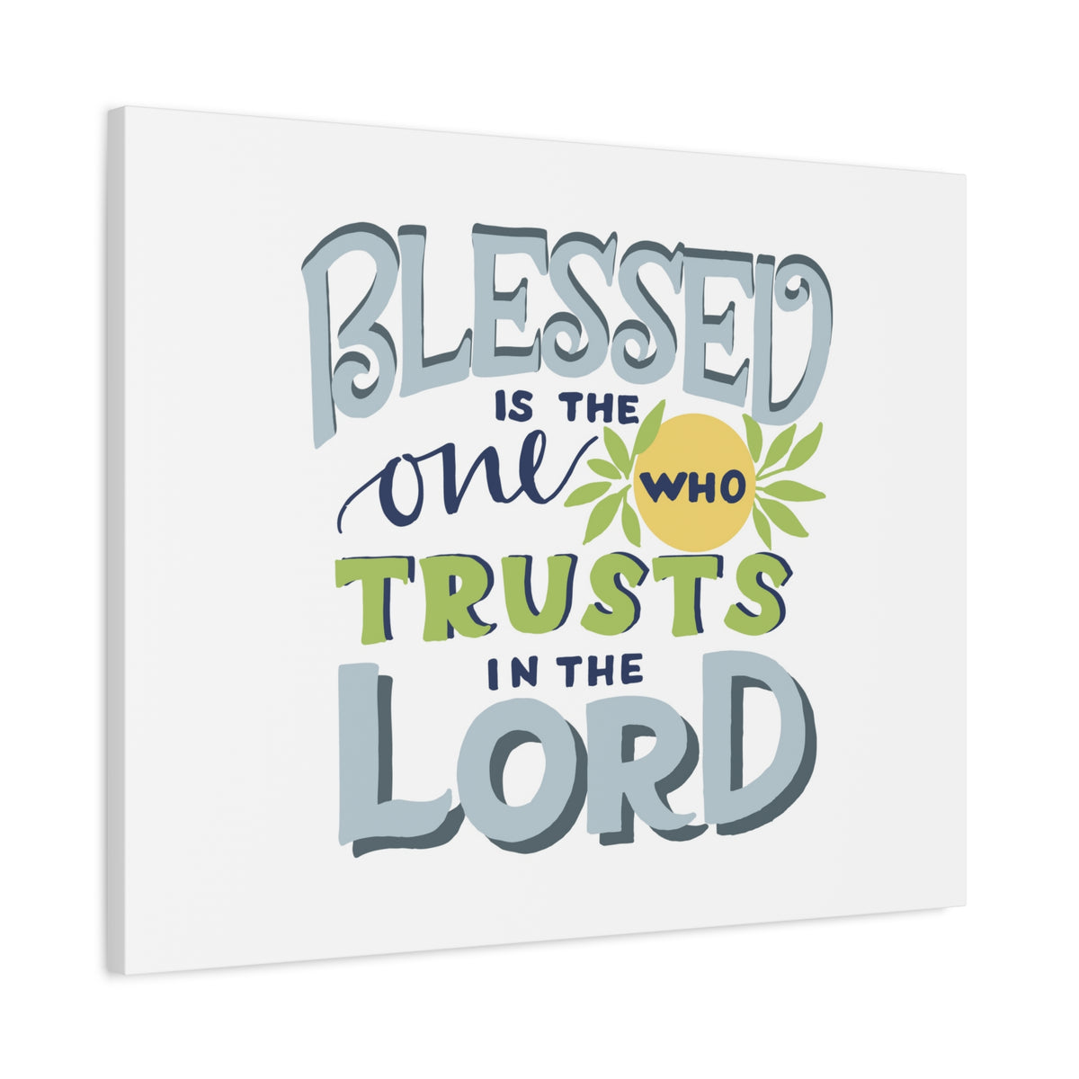 Scripture Canvas Trust In The Lord Psalm 40:4 Pale Blue Christian Wall Art Bible Verse Print Ready to Hang-Express Your Love Gifts