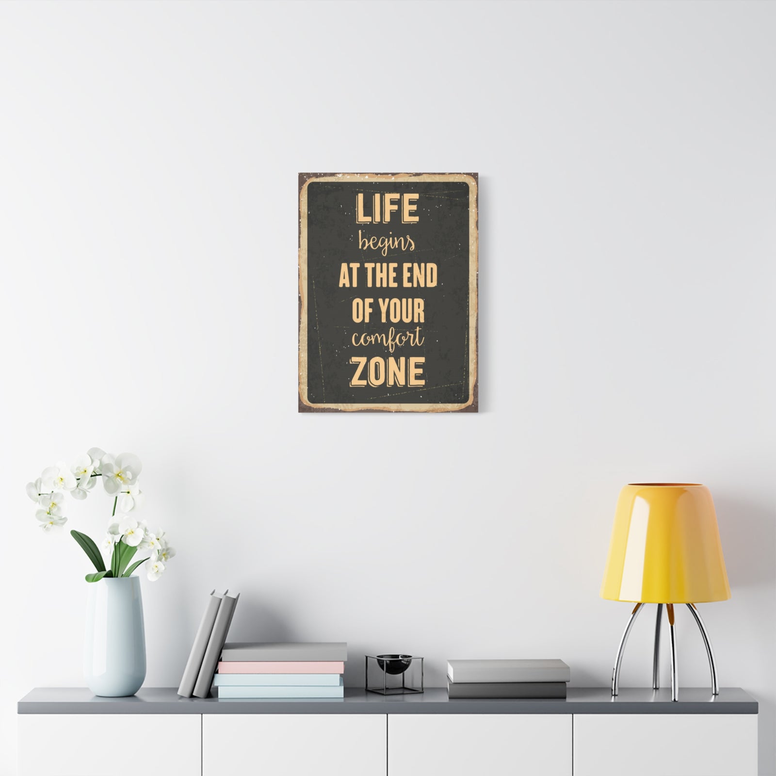 Inspirational Quote Canvas Life Begins Wall Art Motivational Motto Inspiring Prints Artwork Decor Ready to Hang-Express Your Love Gifts