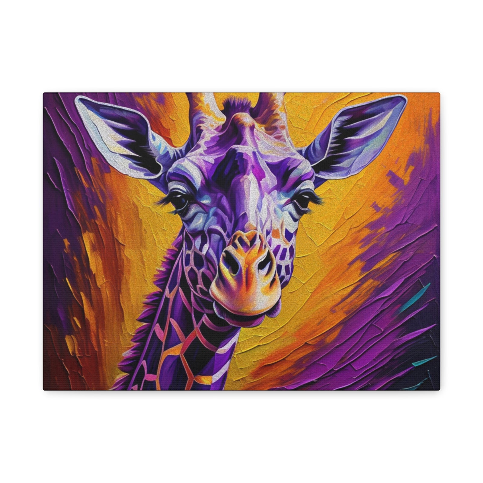 Giraffe Abstract Purple Modern Oil Painting Canvas Wall Art for Home Decor Ready-to-Hang-Express Your Love Gifts