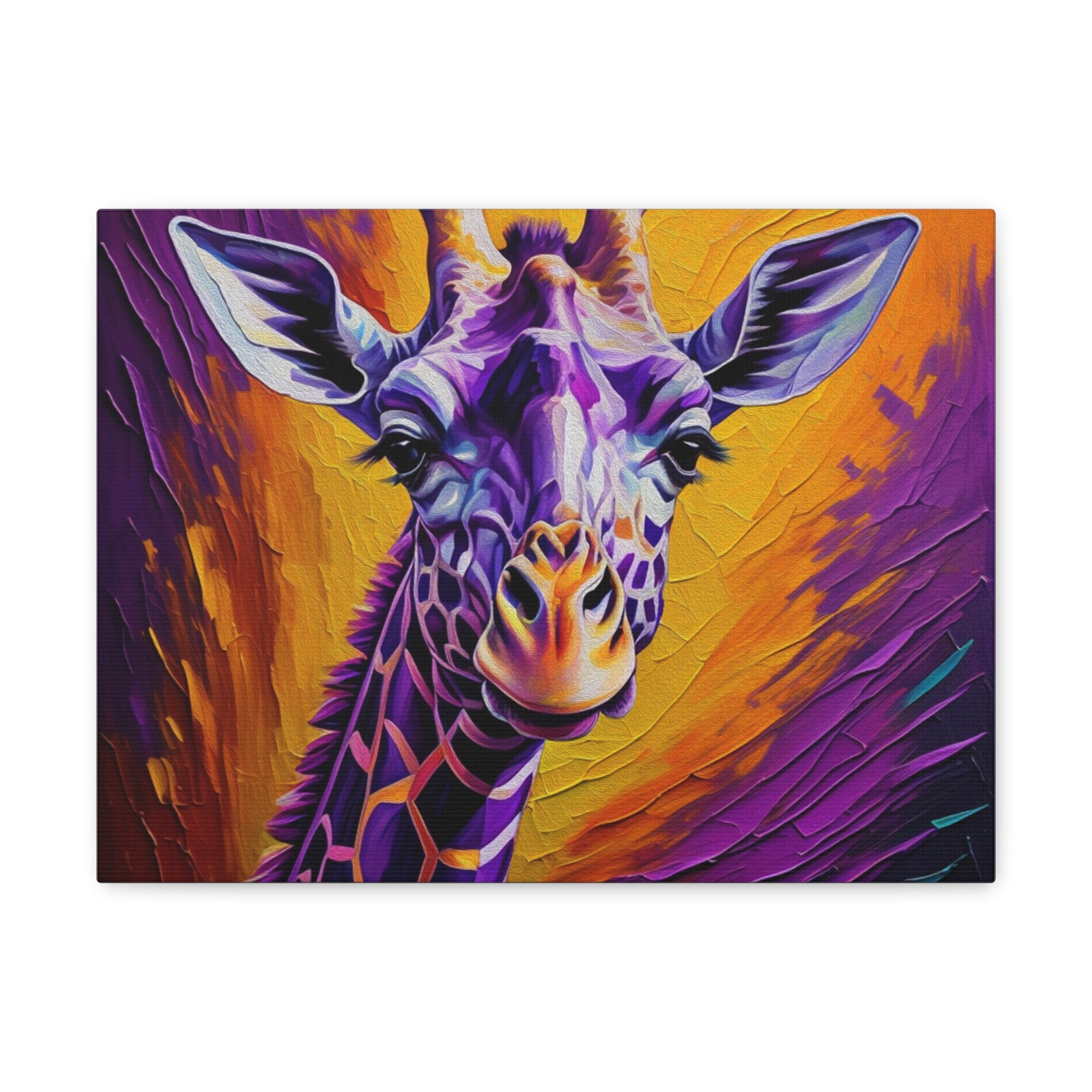 Giraffe Abstract Purple Modern Oil Painting Canvas Wall Art for Home Decor Ready-to-Hang-Express Your Love Gifts