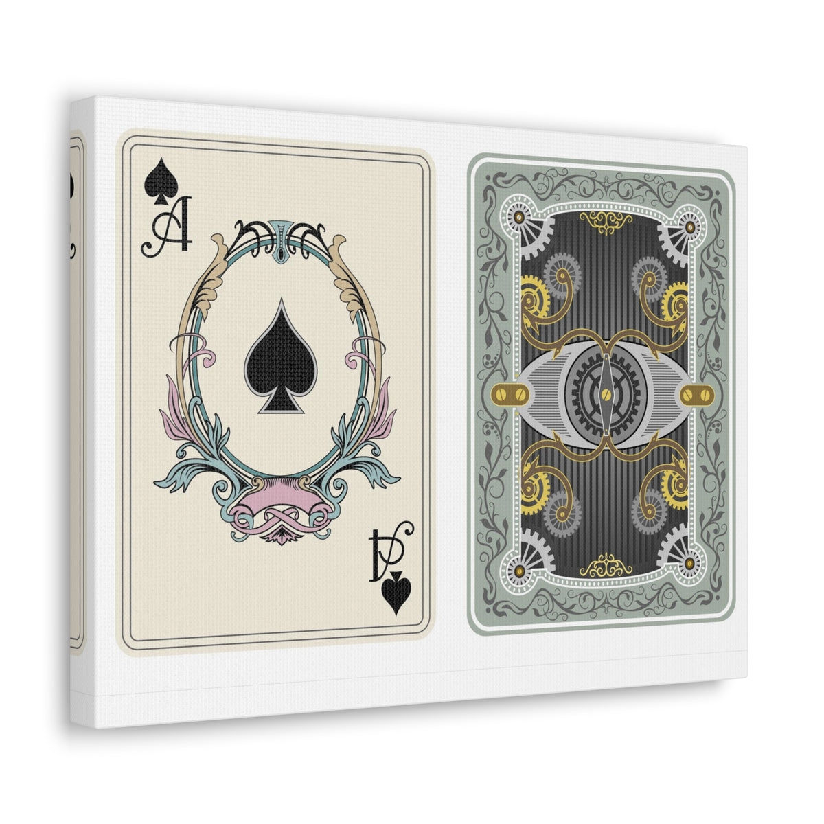 Steampunk Style Ace Of Spades Playing Card Canvas Wall Art for Home Decor Ready-to-Hang-Express Your Love Gifts