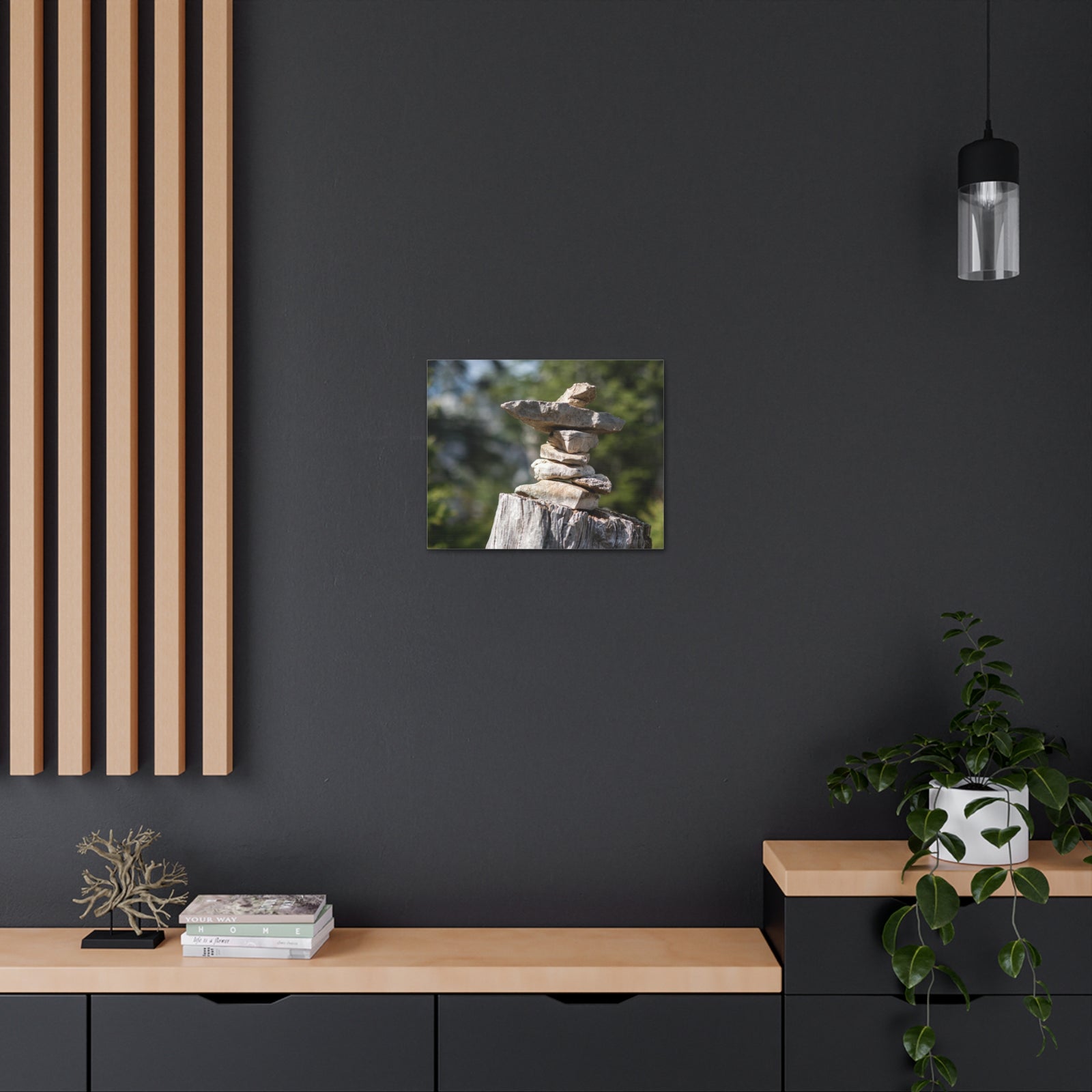 Stones Trail as Marker Forest Floral Nature Photography Canvas Wall Art for Home Decor Ready-to-Hang-Express Your Love Gifts