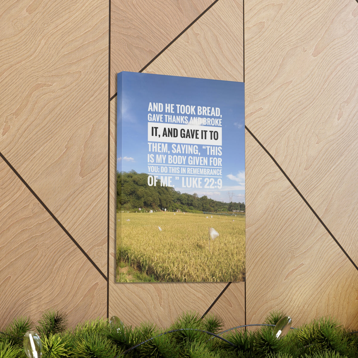 Scripture Canvas Gave Thanks Luke 22:9 Christian Wall Art Bible Verse Print Ready to Hang-Express Your Love Gifts