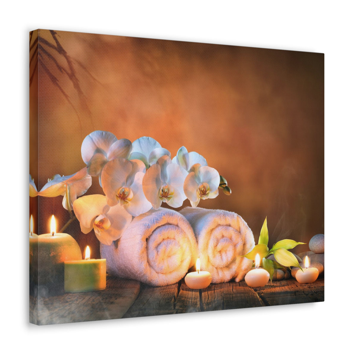 Candles and Orchid Forest Floral Nature Photography Canvas Wall Art for Home Decor Ready-to-Hang-Express Your Love Gifts