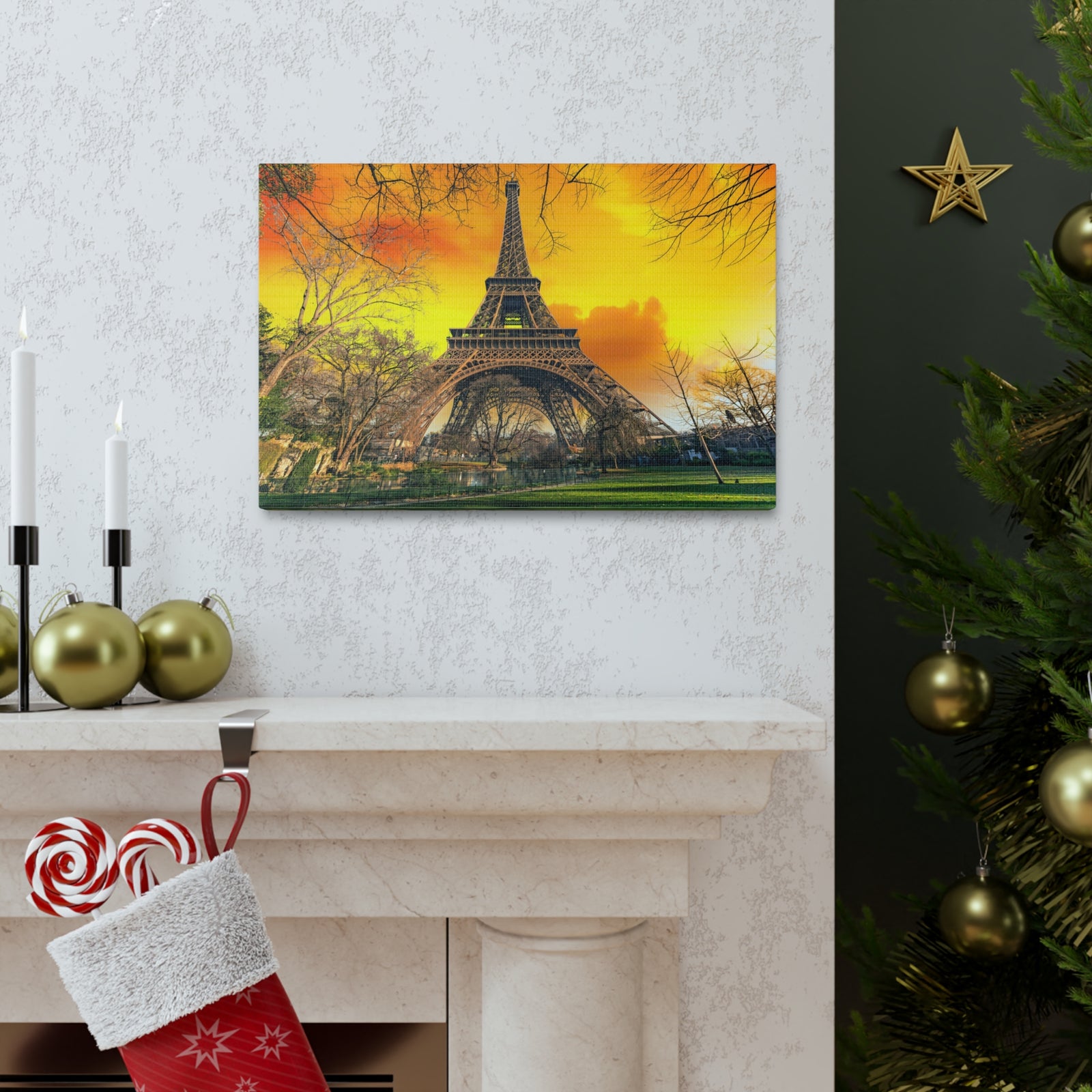 Fantastic View of Paris Eiffel Paris Eiffel Tower Couple France Canvas Artwork High-Quality Breathtaking French City for Home Decor Ready to Hang-Express Your Love Gifts