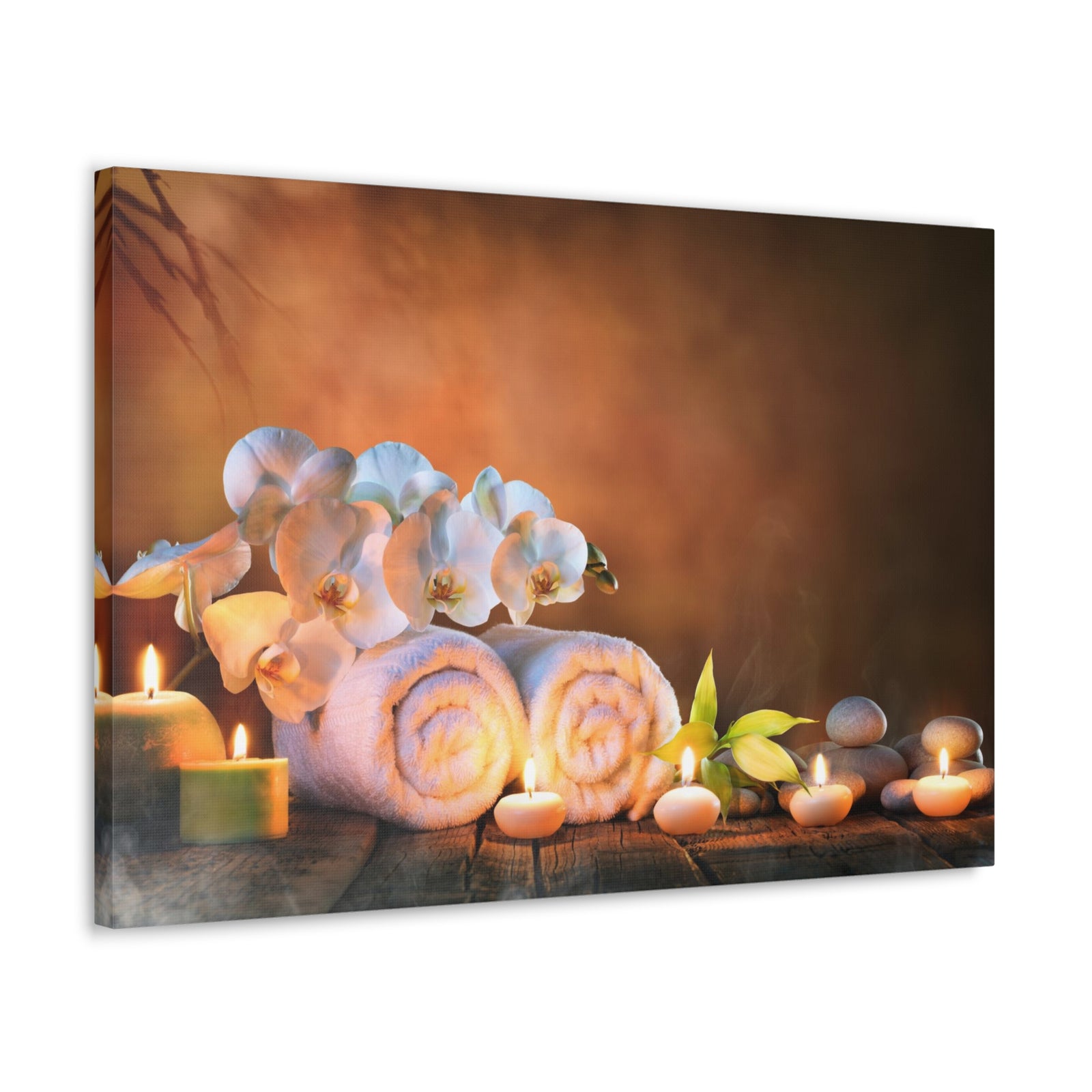 Candles and Orchid Forest Floral Nature Photography Canvas Wall Art for Home Decor Ready-to-Hang-Express Your Love Gifts