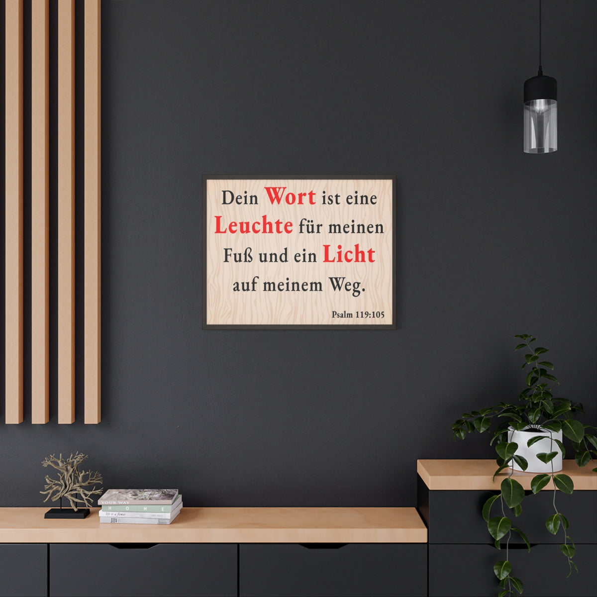 Scripture Walls Psalm 119:105 Word is Light German Bible Verse Canvas Christian Wall Art Ready to Hang Unframed-Express Your Love Gifts