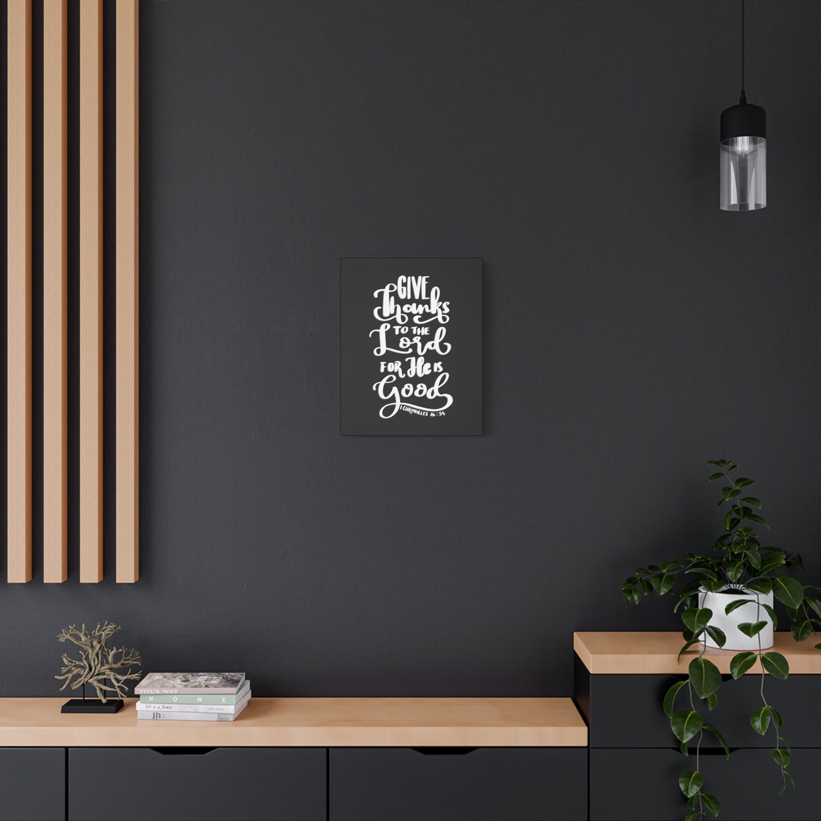 Scripture Walls Give Thanks To The Lord 1 Chronicles 16:34 Bible Verse Canvas Christian Wall Art Ready to Hang-Express Your Love Gifts