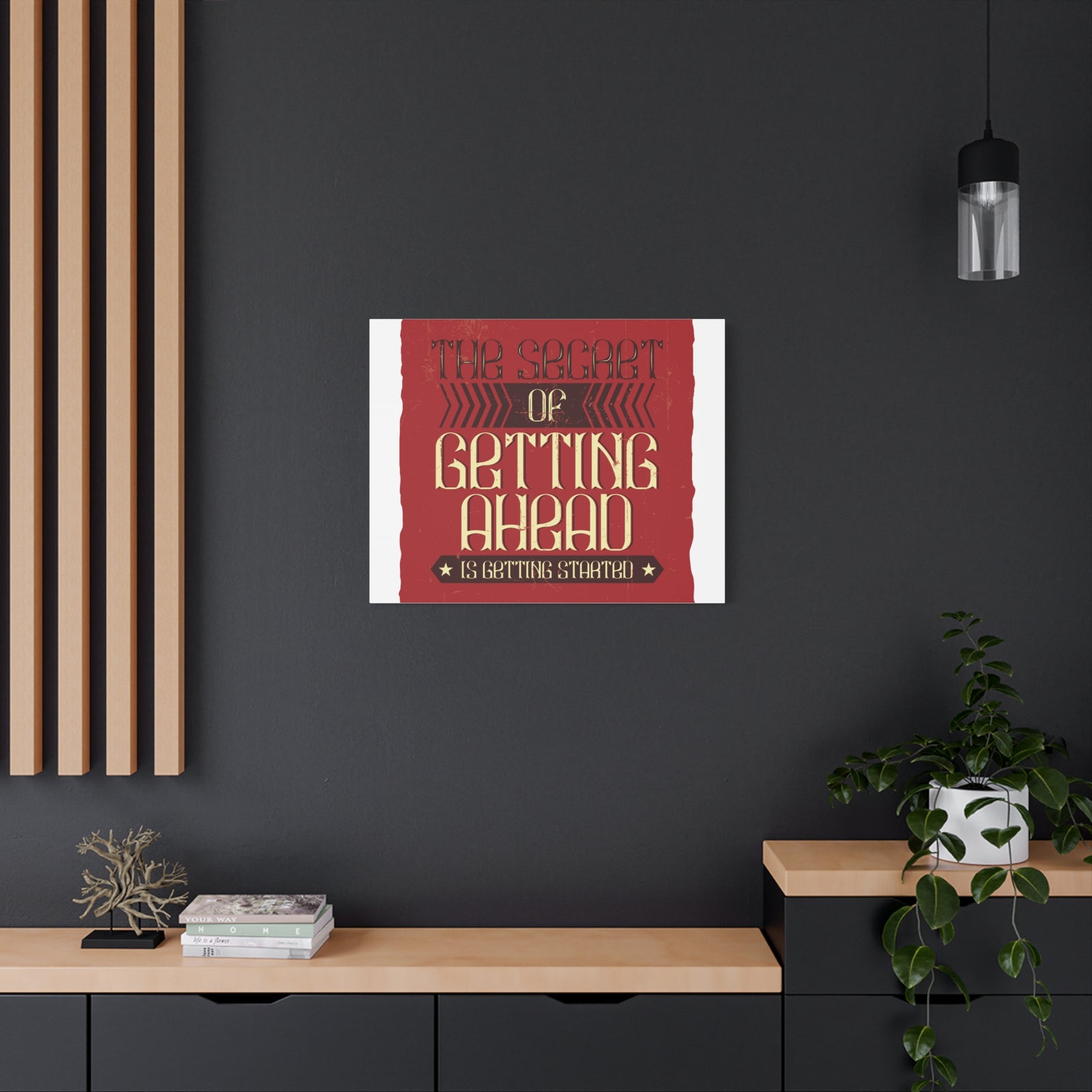 Inspirational Quote Canvas Getting Started Wall Art Motivational Motto Inspiring Prints Artwork Decor Ready to Hang-Express Your Love Gifts