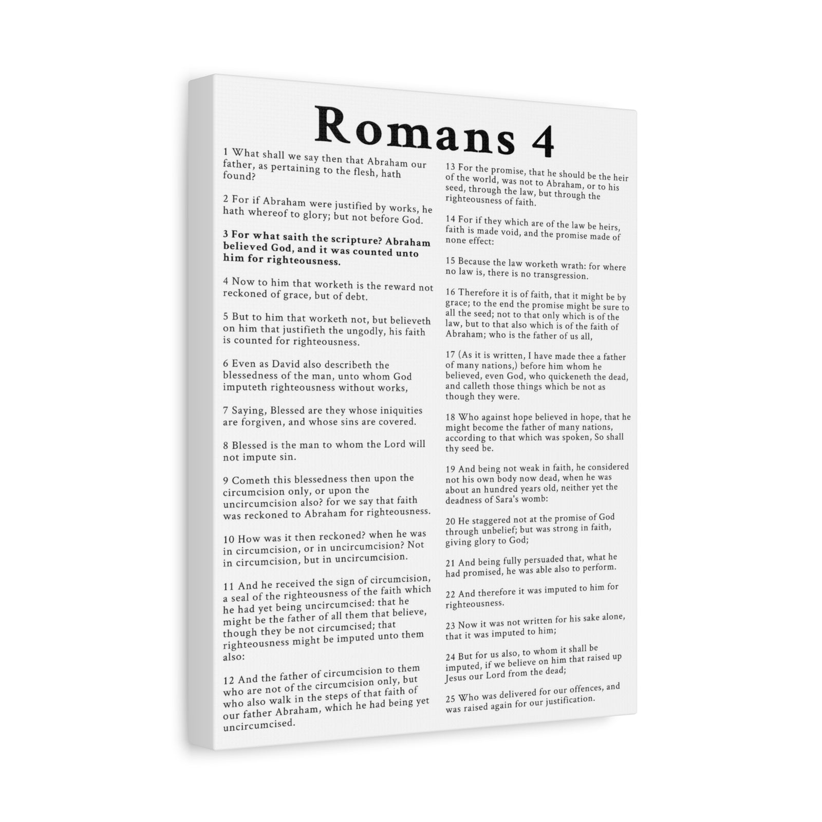 Scripture Walls Romans 4 Chapter White Bible Canvas Christian Wall Art Ready to Hang Unframed-Express Your Love Gifts