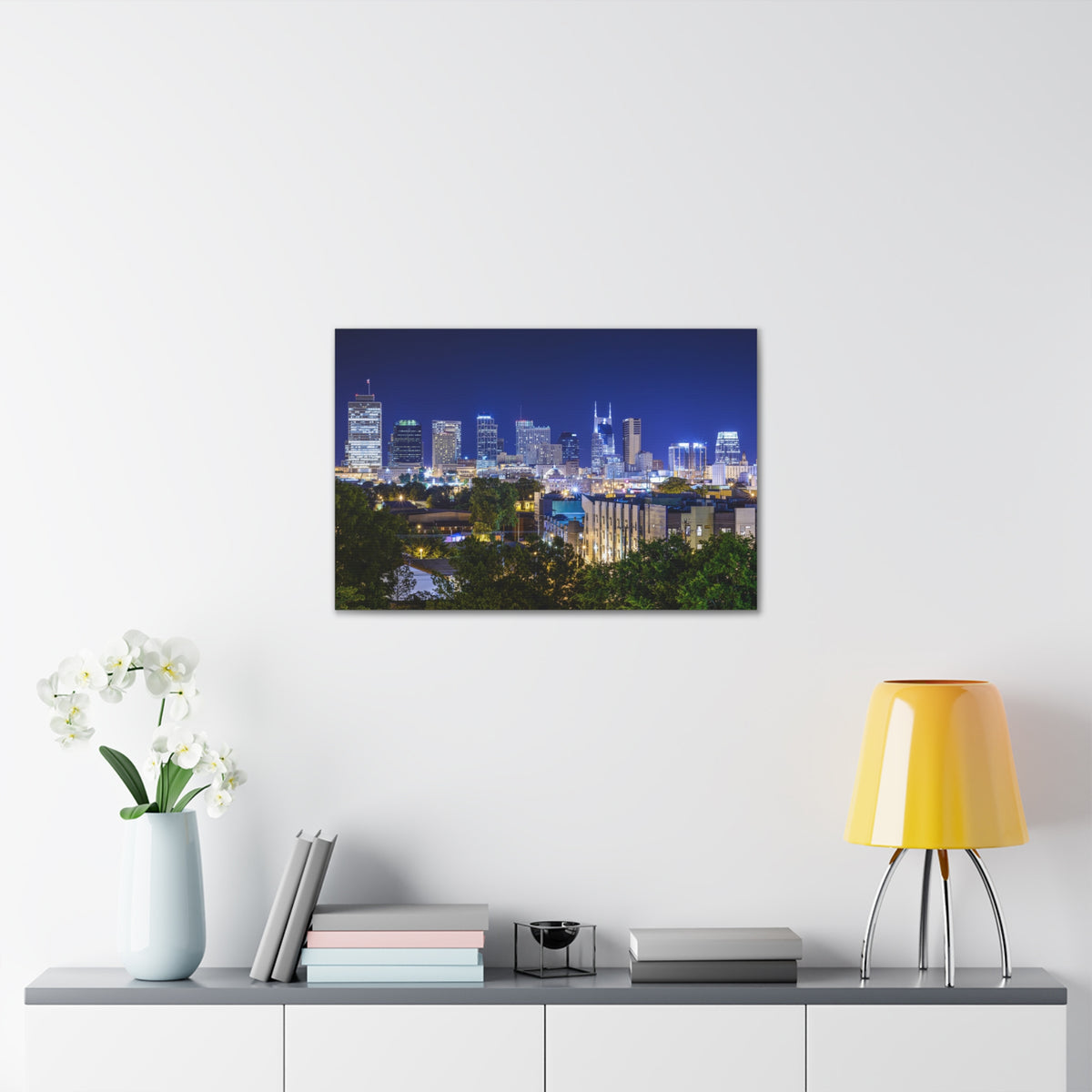 Nashville Night Skyline Canvas Artwork High-Quality Breathtaking Stunning Cityscape for Home Decor Ready to Hang-Express Your Love Gifts