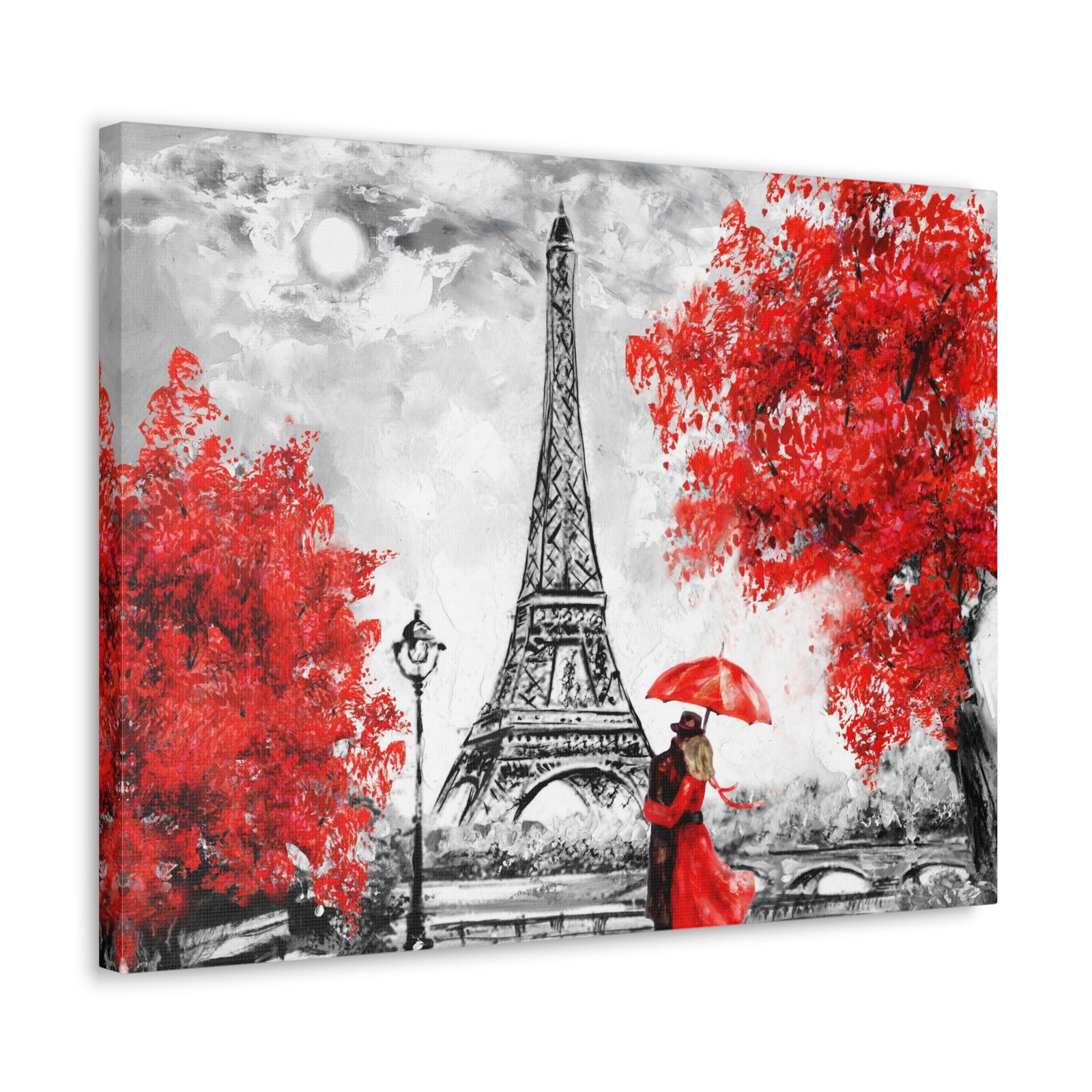 Paris Eiffel Tower Couple France Canvas Artwork High-Quality Breathtaking French City for Home Decor Ready to Hang-Express Your Love Gifts