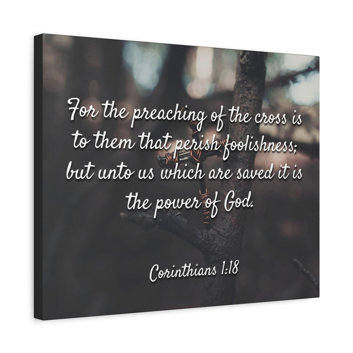 Scripture Canvas The Cross 1 Corinthians 1:18 Christian Wall Art Bible Verse Print Ready to Hang-Express Your Love Gifts