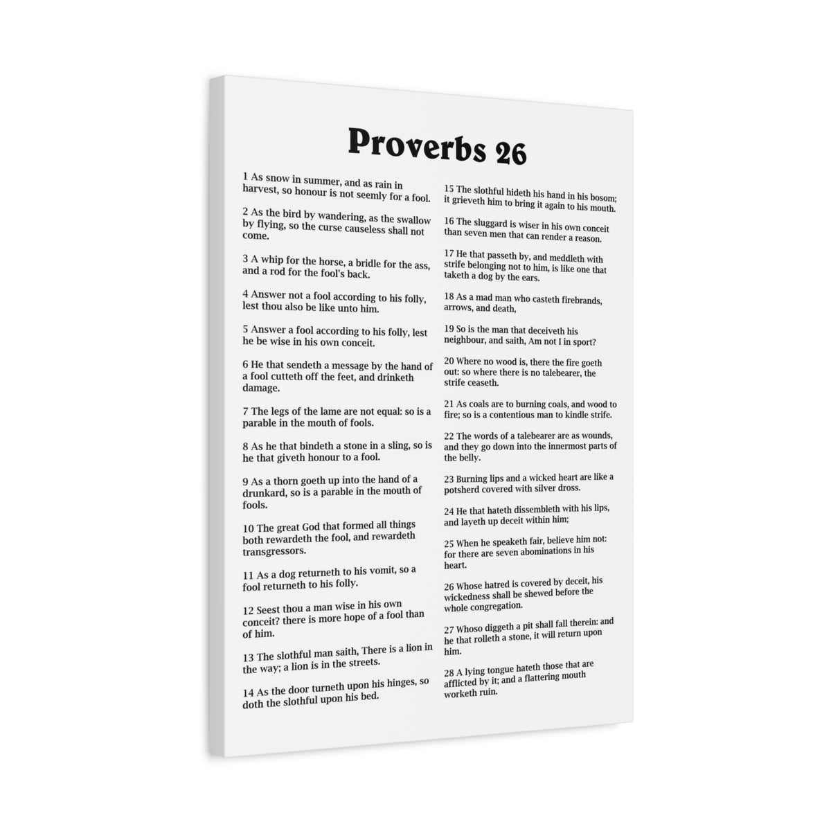Scripture Walls Proverbs Chapter 26 White Bible Canvas Christian Wall Art Ready to Hang Unframed-Express Your Love Gifts