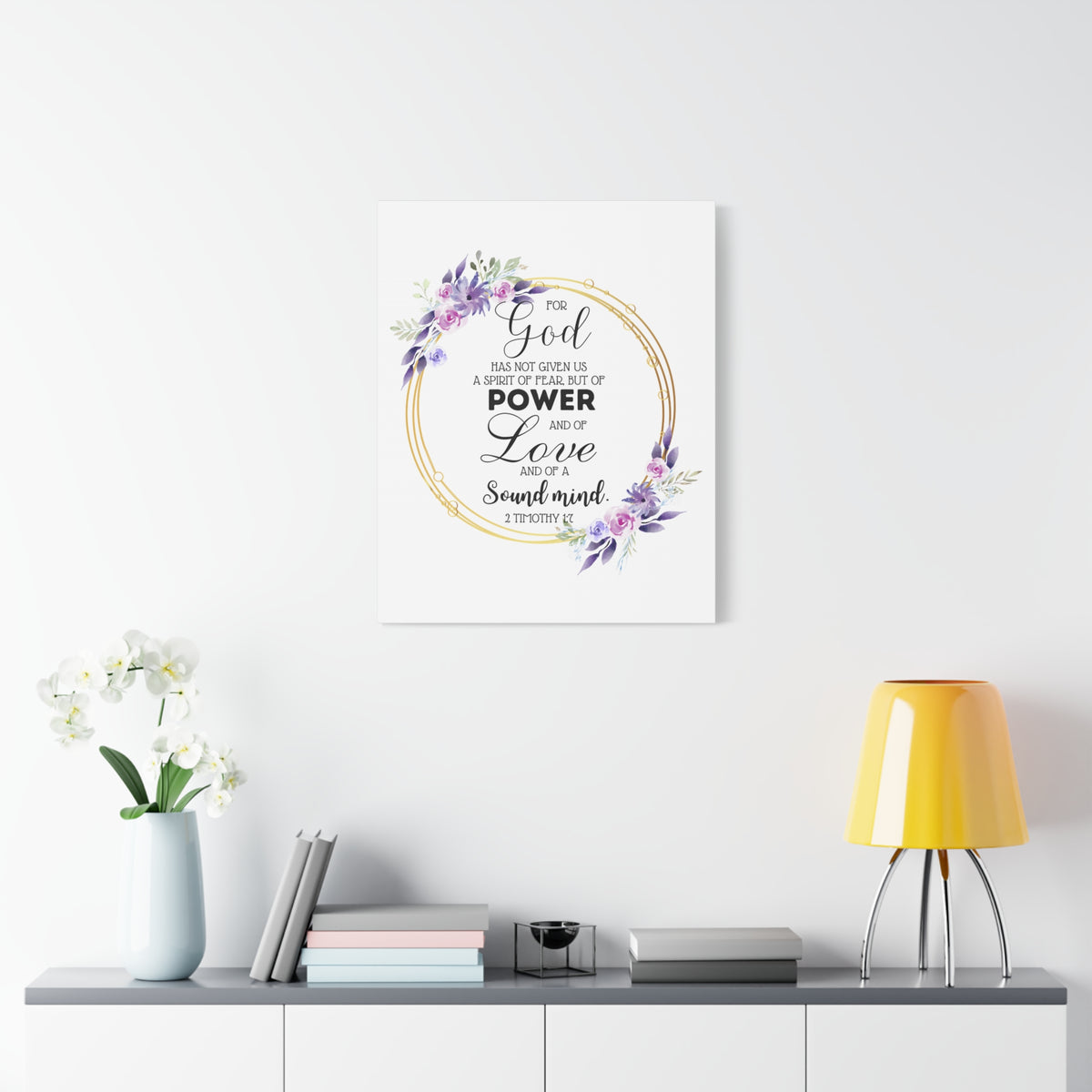 Scripture Walls 2 Timothy 1:7 Power Bible Verse Canvas Christian Wall Art Ready to Hang Unframed-Express Your Love Gifts