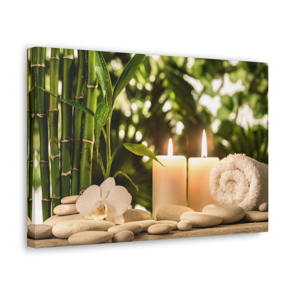 Green Bamboo Leaves Forest Floral Nature Photography Canvas Wall Art for Home Decor Ready-to-Hang-Express Your Love Gifts