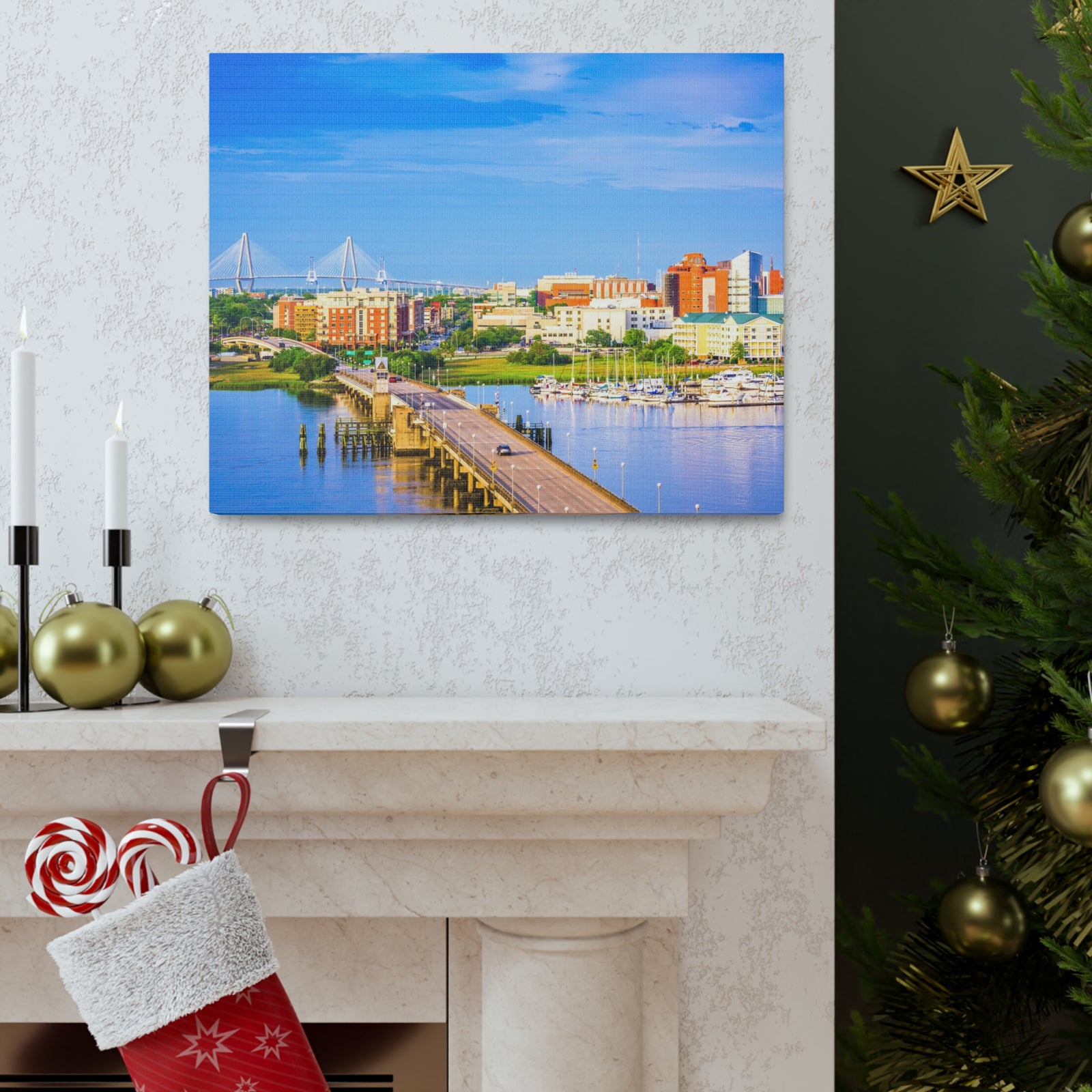 Charleston Daytime Skyline Canvas Artwork High-Quality Breathtaking Stunning Cityscape for Home Decor Ready to Hang-Express Your Love Gifts