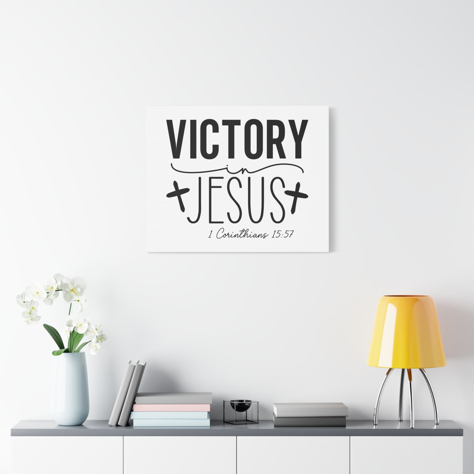 Scripture Walls 1 Corinthians 15:57 Victory in Jesus Bible Verse Canvas Christian Wall Art Ready to Hang Unframed-Express Your Love Gifts