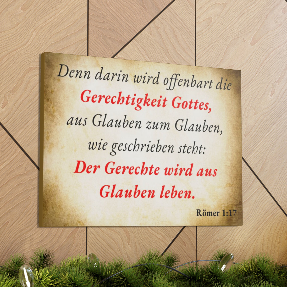 Scripture Walls Römer 1:17 Romans 1:17 Live By Faith German Gold Bible Verse Canvas Christian Wall Art Ready to Hang Unframed-Express Your Love Gifts