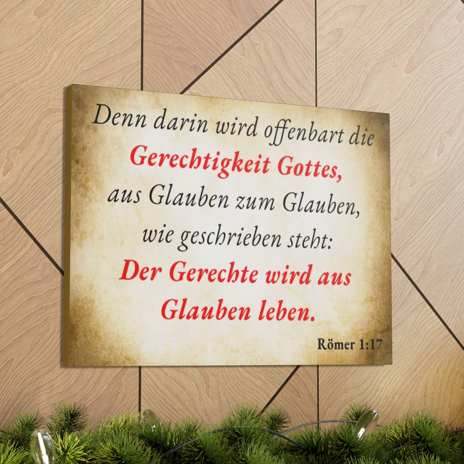 Scripture Walls Römer 1:17 Romans 1:17 Live By Faith German Gold Bible Verse Canvas Christian Wall Art Ready to Hang Unframed-Express Your Love Gifts