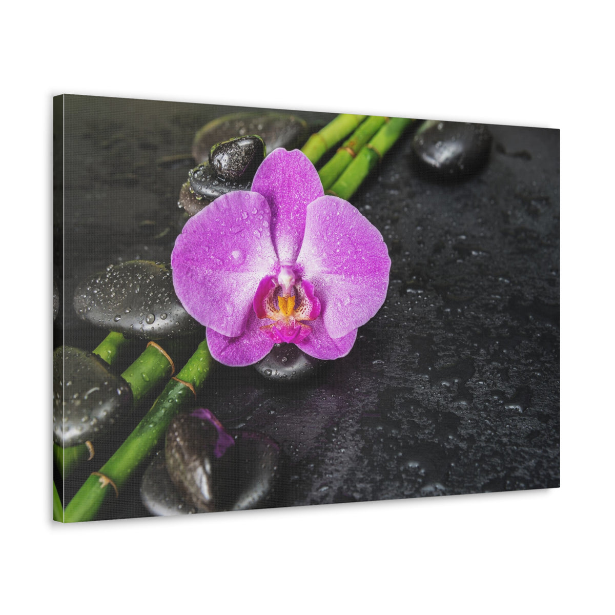Pink Orchid and Stone Forest Floral Nature Photography Canvas Wall Art for Home Decor Ready-to-Hang-Express Your Love Gifts